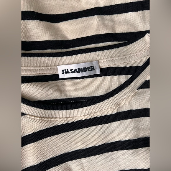 Jil Sander Mens Navy/Black & Off White Striped Long Sleeve t-shirt medium - Picture 7 of 13